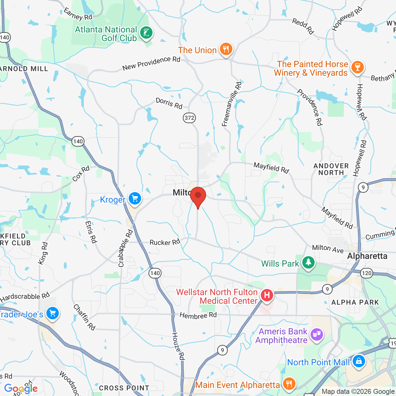 Google map image of our location in 12455 Broadwell Rd Suite 100 Alpharetta, GA